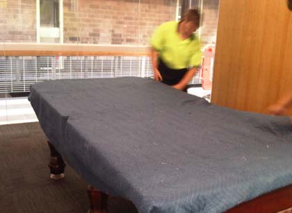 Pool Table Removalists reassembling 8 foot pool table Sydney
